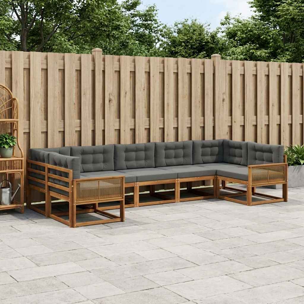 Outdoor-Sofagarnitur 7 stk. Natur und Anthrazit