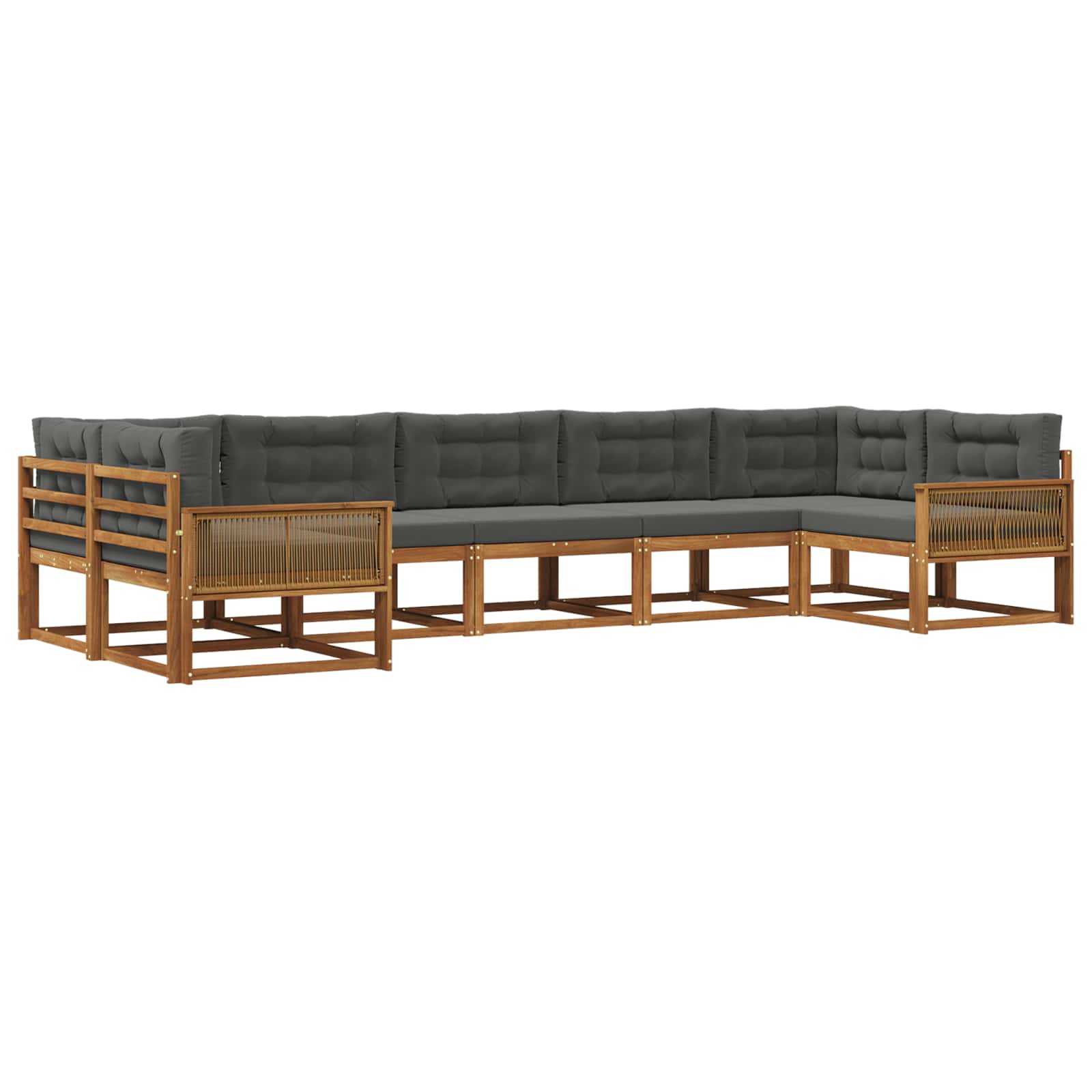 Outdoor-Sofagarnitur 7 stk. Natur und Anthrazit