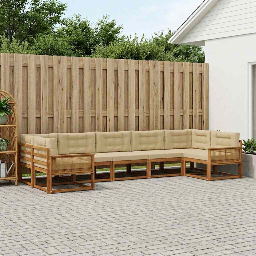Outdoor-Sofagarnitur mit Kissen 7 pcs Natur und Beige