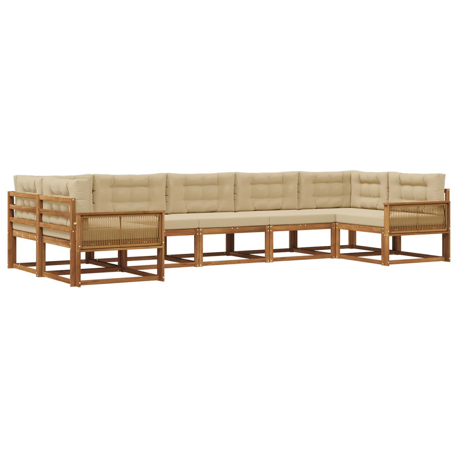 Outdoor-Sofagarnitur mit Kissen 7 pcs Natur und Beige