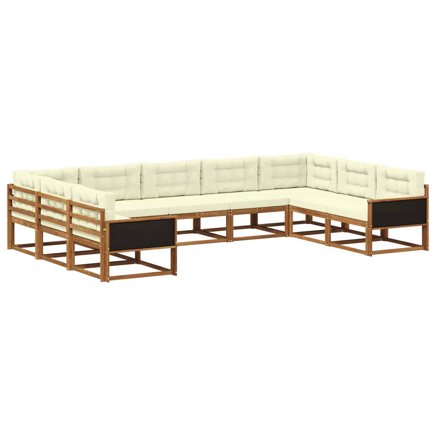 Outdoor-Sofagarnitur mit Kissen 9 pcs Natur und Creme