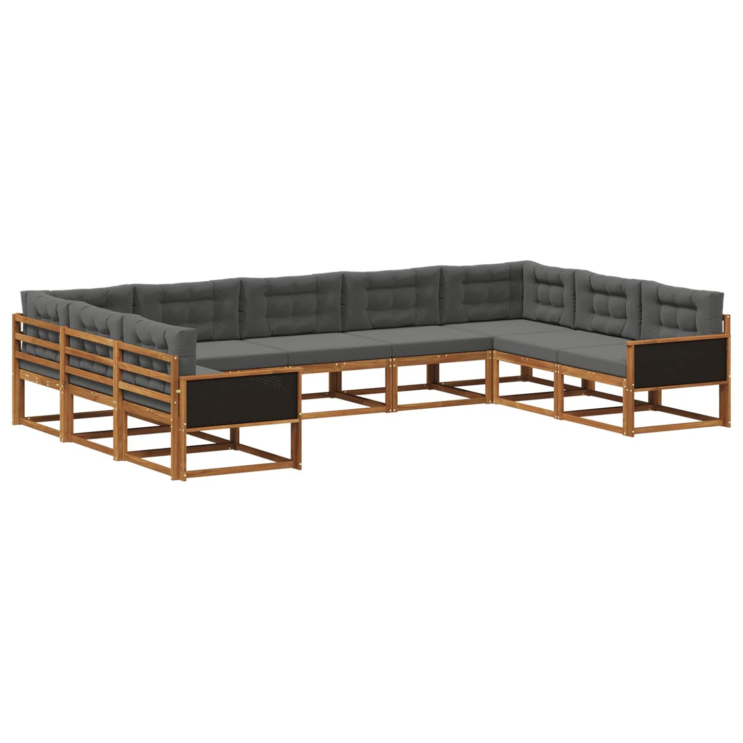 Outdoor-Sofagarnitur 9 stk. Natur und Anthrazit
