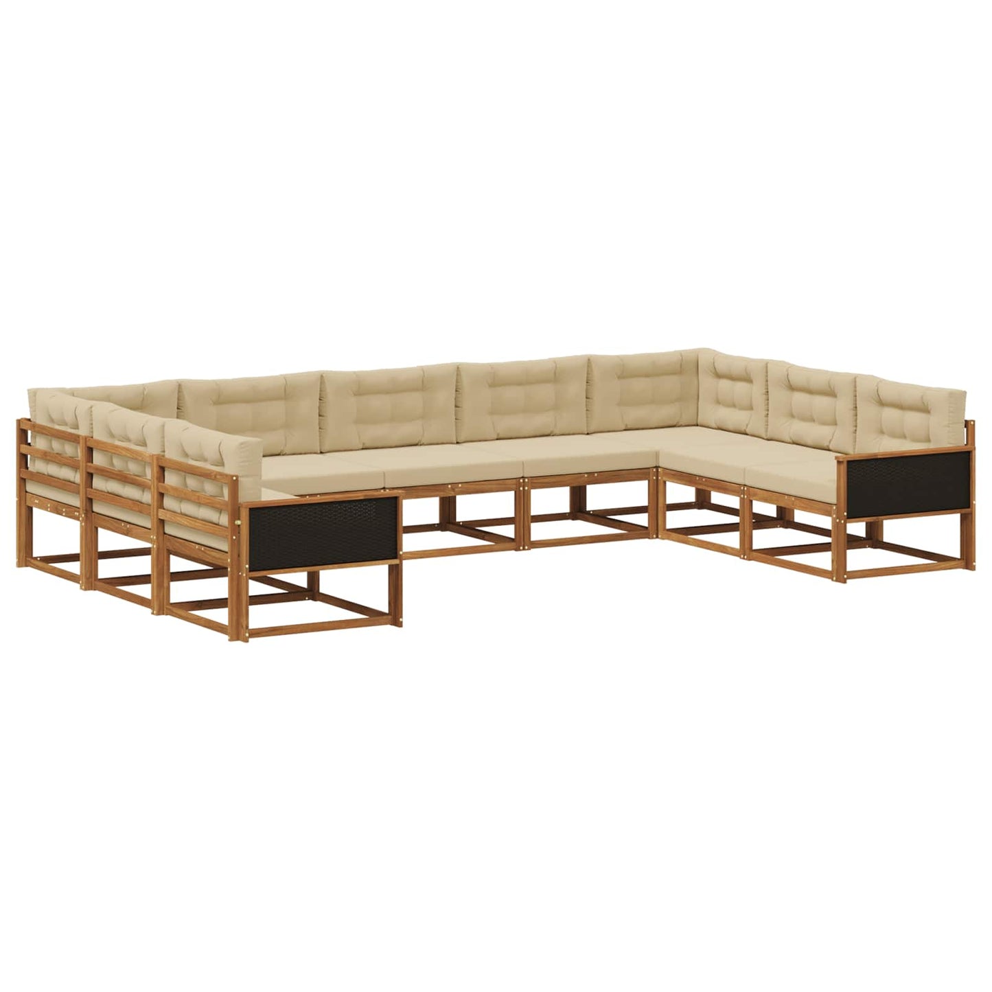 Outdoor-Sofagarnitur mit Kissen 9 pcs Natur und Beige