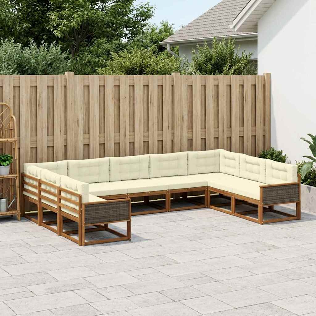 Outdoor-Sofagarnitur 9 stk. Natur und Creme