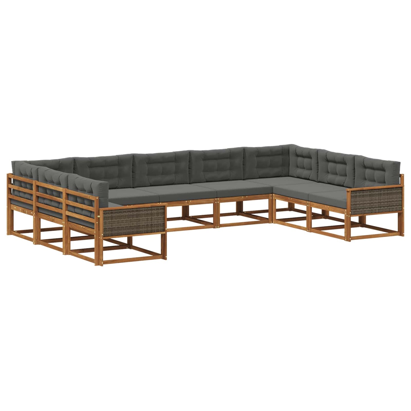Outdoor-Sofagarnitur 9 stk. Natur und Anthrazit