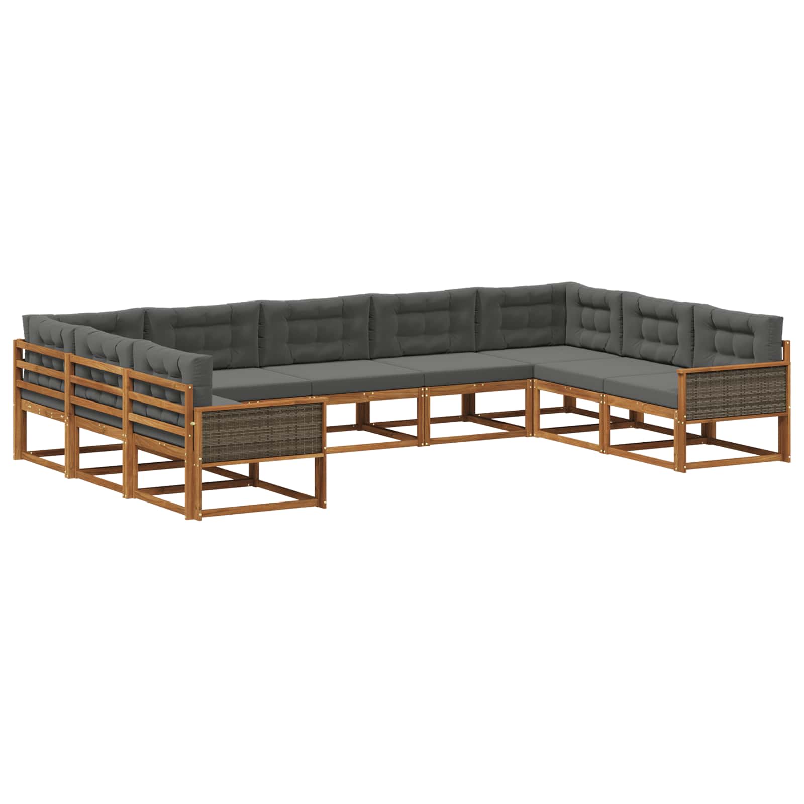 Outdoor-Sofagarnitur 9 stk. Natur und Anthrazit