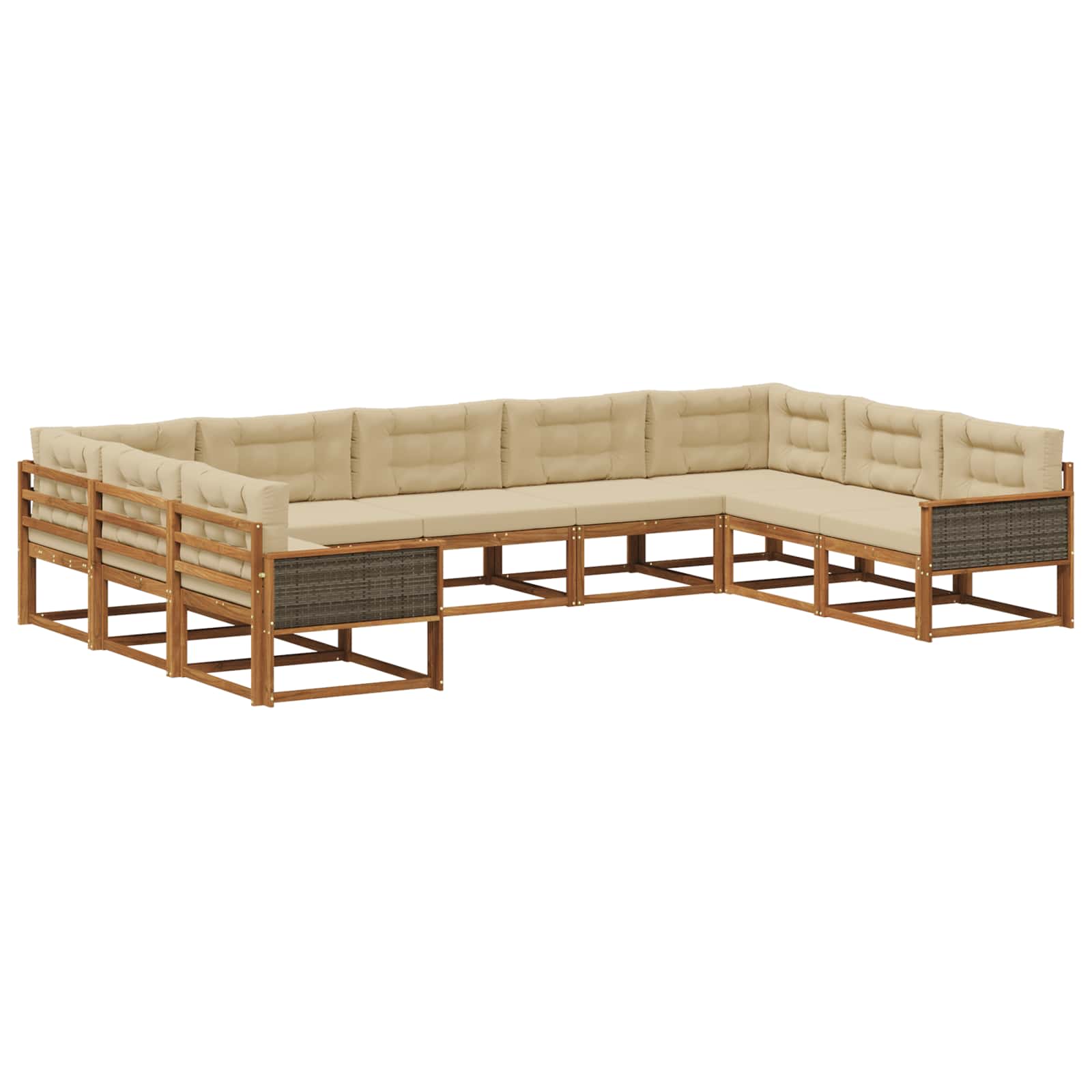 Outdoor-Sofagarnitur mit Kissen 9 pcs Natur und Beige