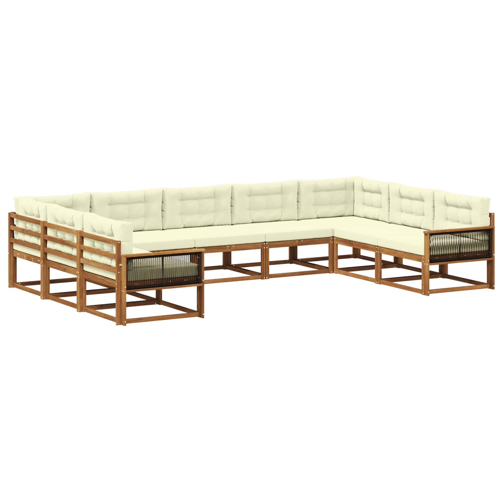 Outdoor-Sofagarnitur mit Kissen 9 pcs Natur und Creme