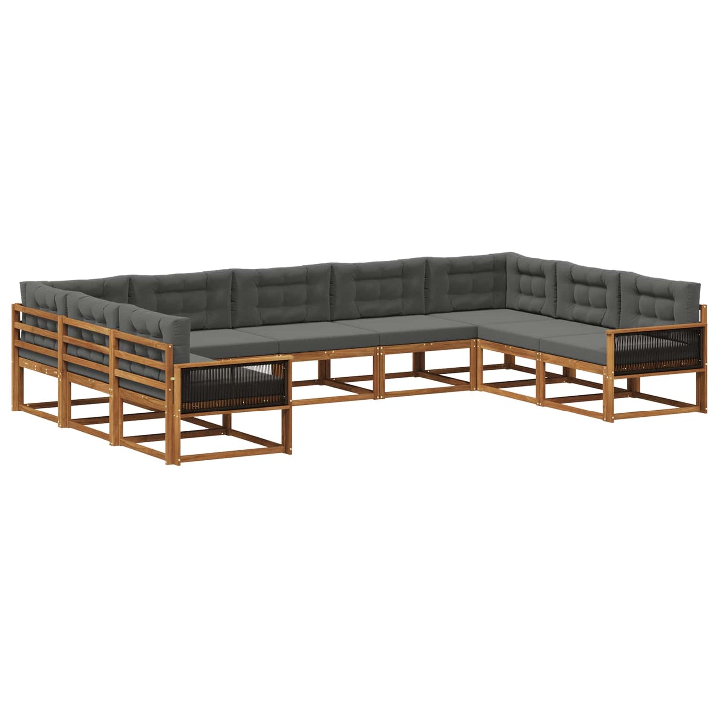 Outdoor-Sofagarnitur 9 stk. Natur und Anthrazit
