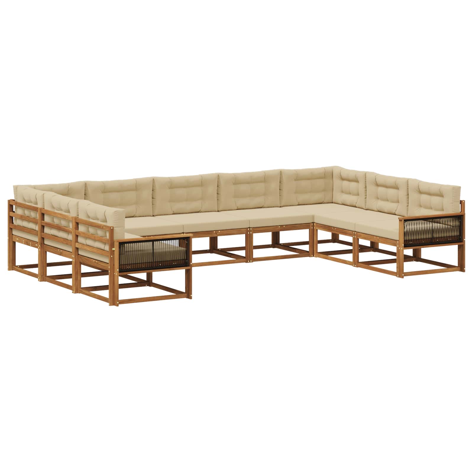 Outdoor-Sofagarnitur mit Kissen 9 pcs Natur und Beige