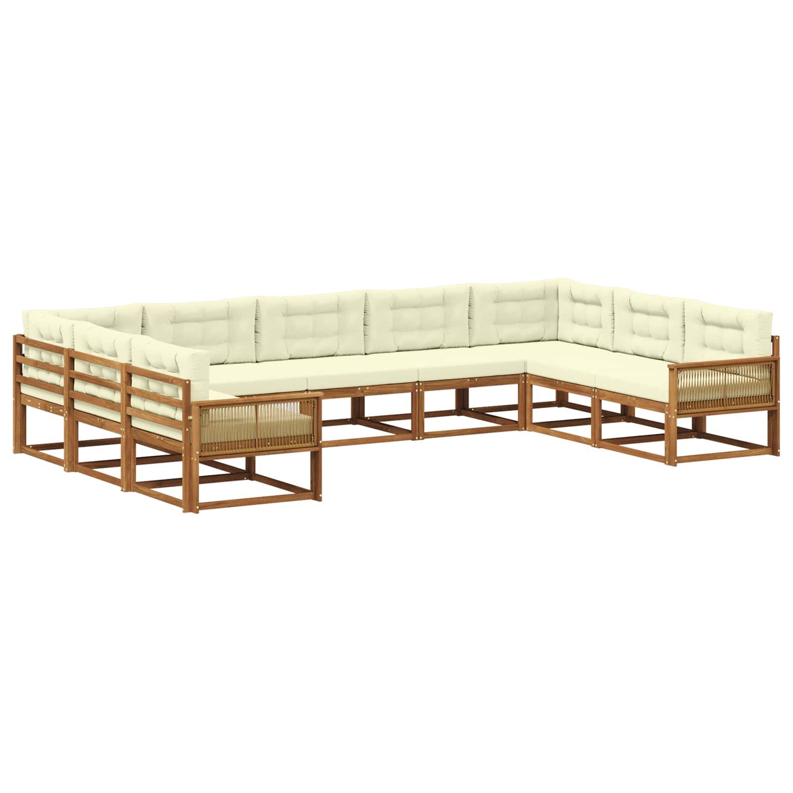 Outdoor-Sofagarnitur mit Kissen 9 pcs Natur und Creme