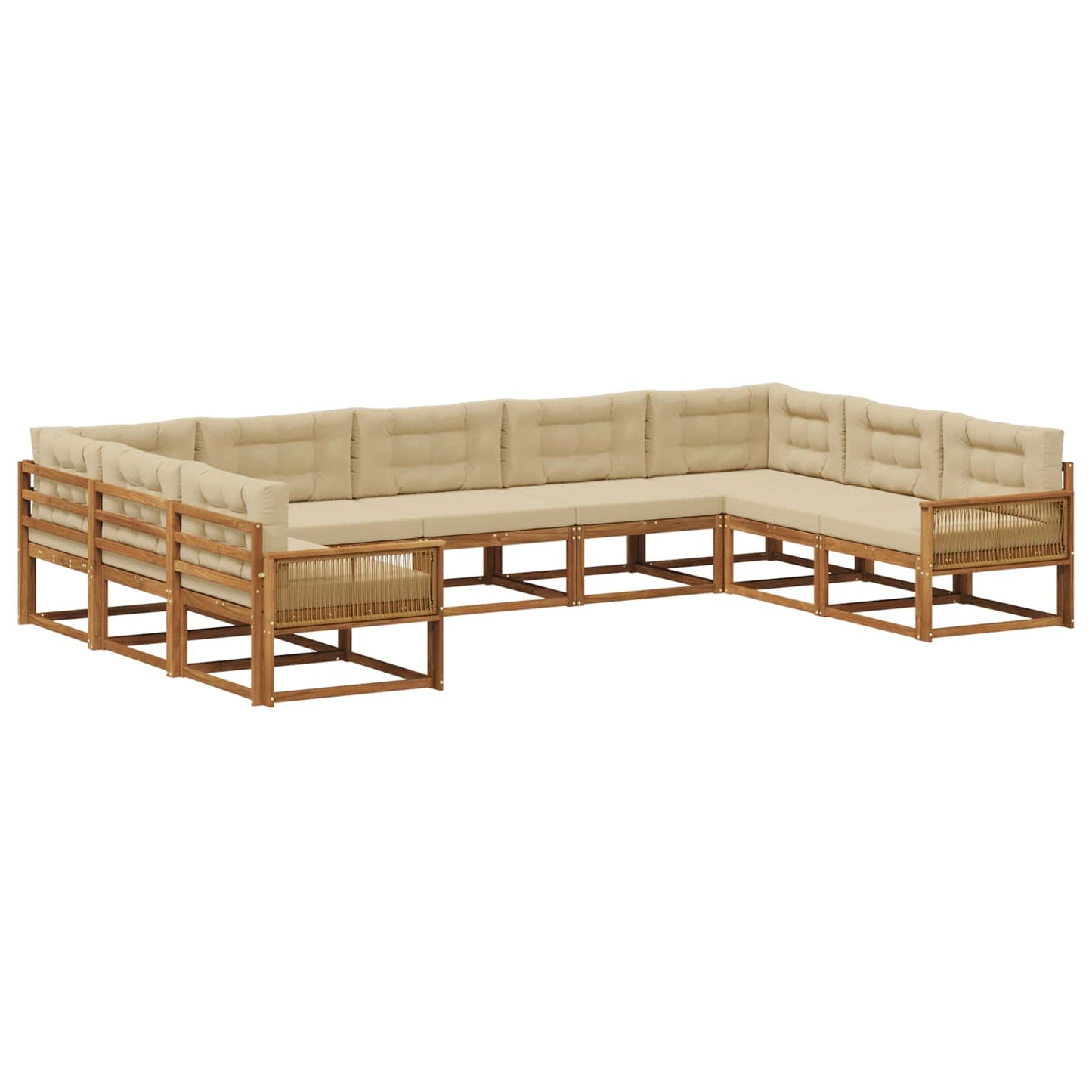 Outdoor-Sofagarnitur mit Kissen 9 pcs Natur und Beige
