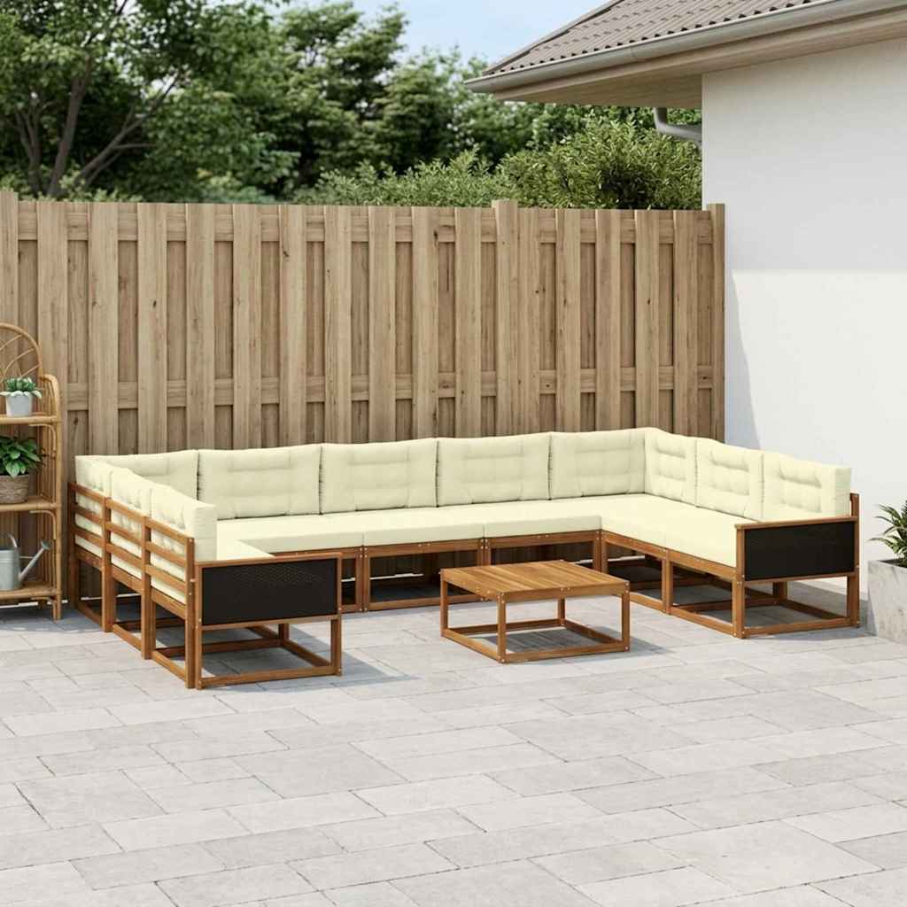Outdoor-Sofagarnitur mit Kissen 10 pcs Natur und Creme