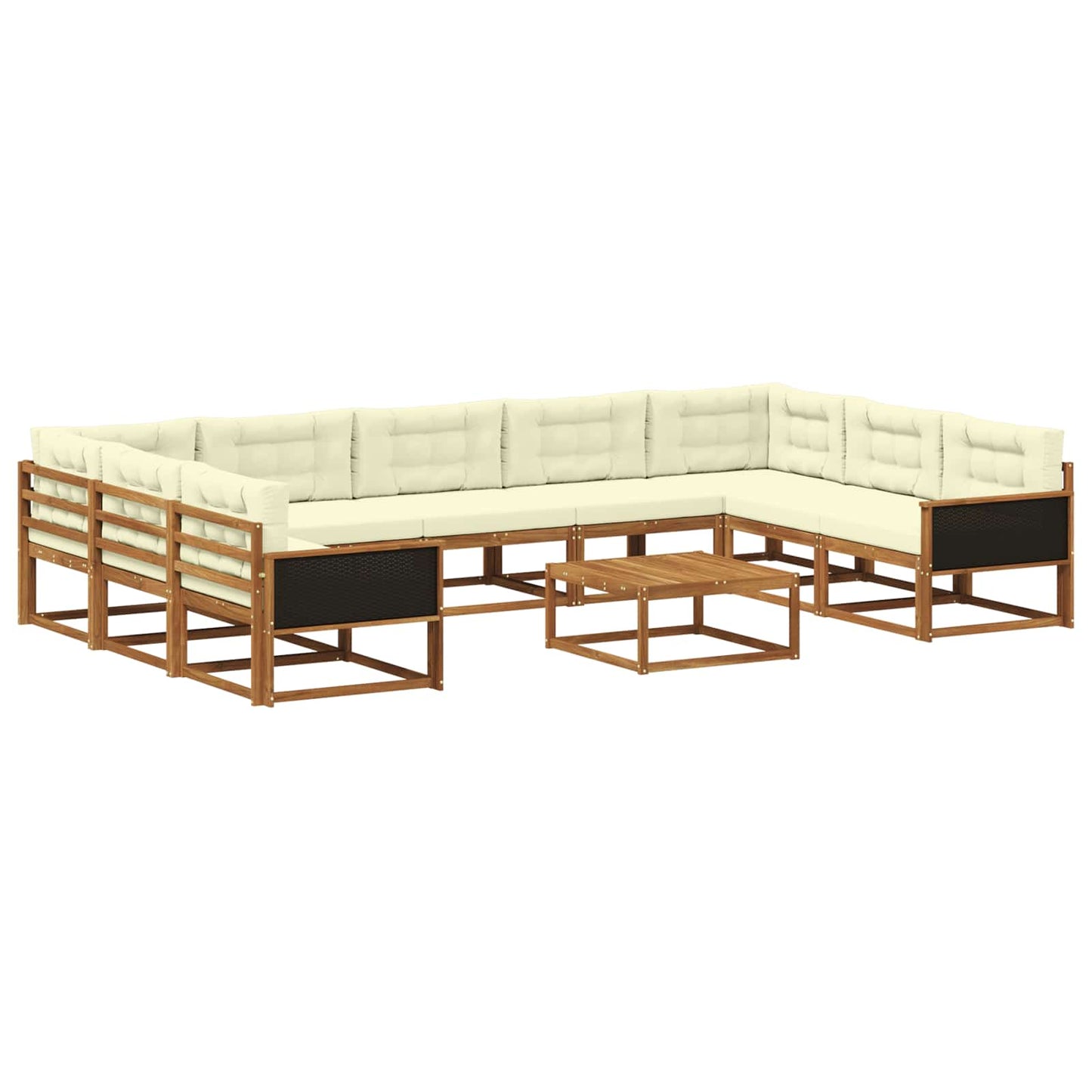 Outdoor-Sofagarnitur mit Kissen 10 pcs Natur und Creme