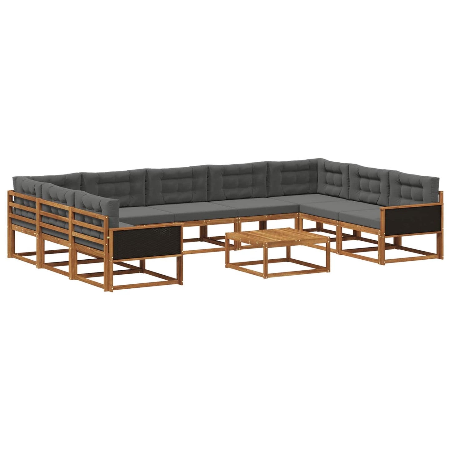 Outdoor-Sofagarnitur mit Kissen 10 pcs Natur und Anthrazit