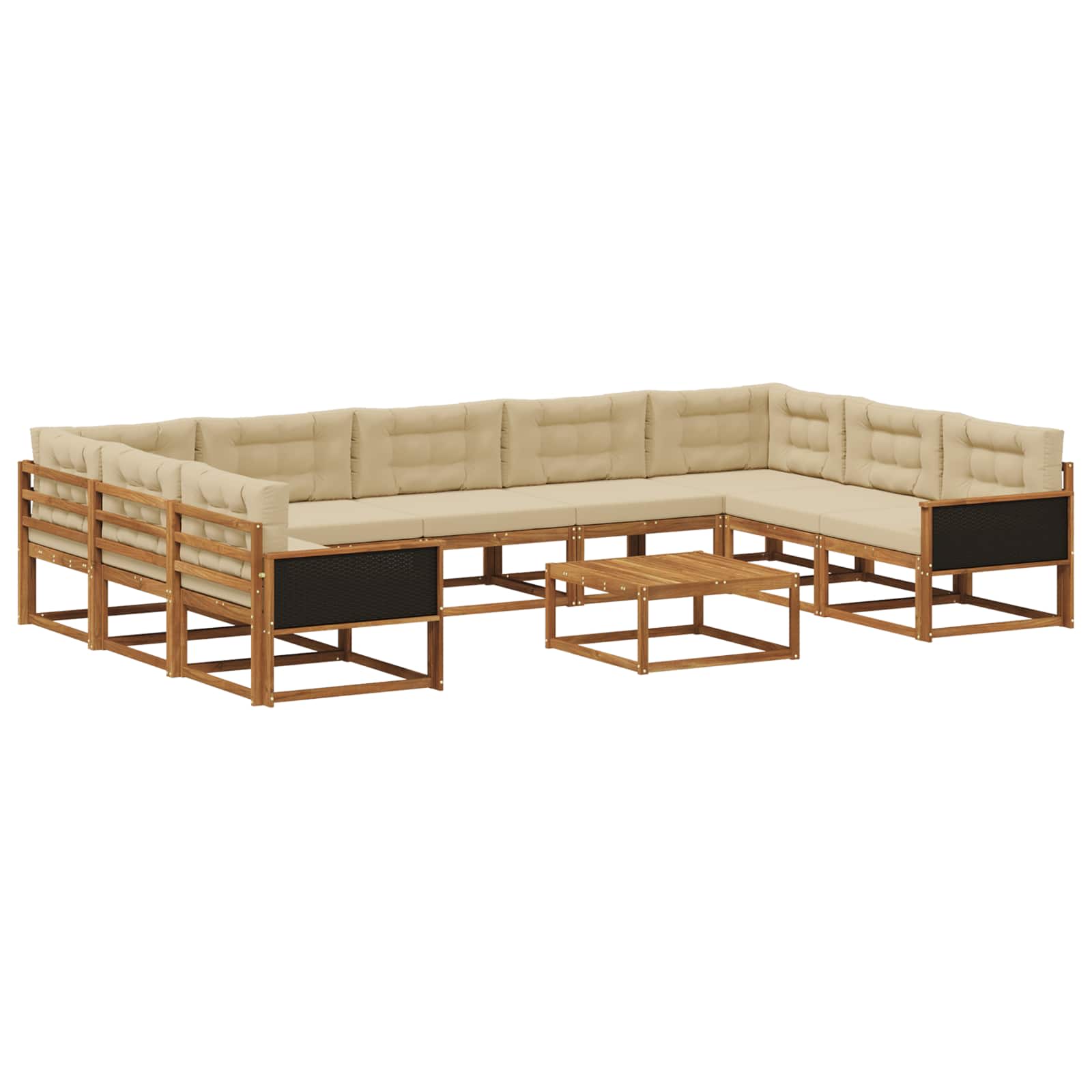 Outdoor-Sofagarnitur mit Kissen 10 pcs Natur und Beige