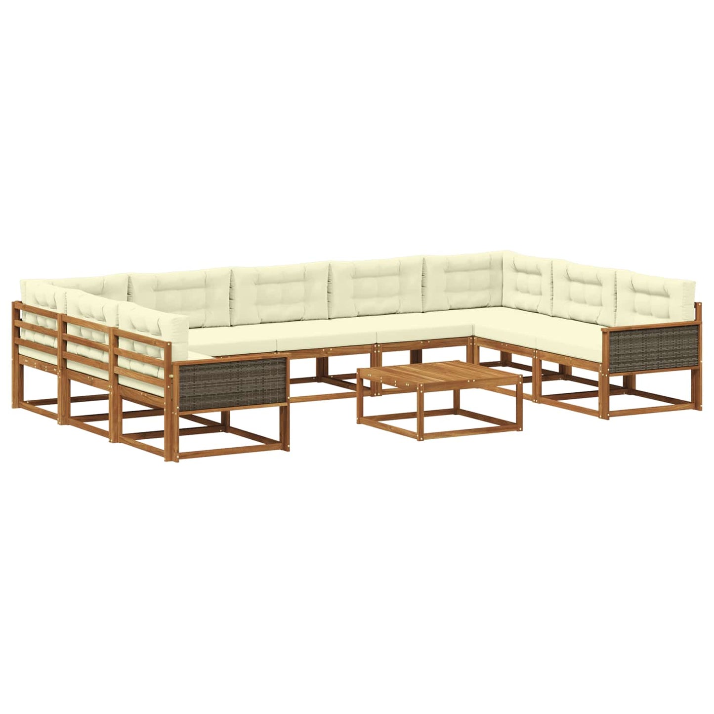 Outdoor-Sofagarnitur mit Kissen 10 pcs Natur und Creme
