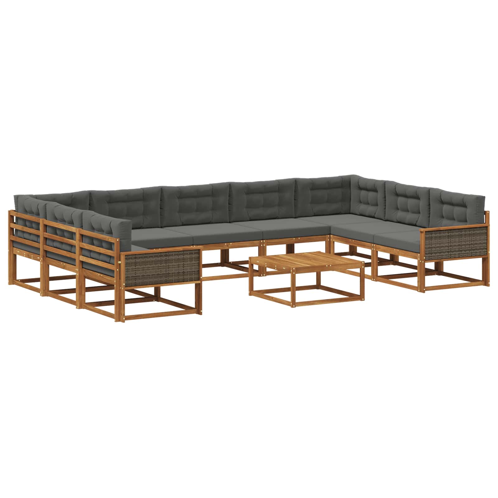 Outdoor-Sofagarnitur mit Kissen 10 pcs Natur und Anthrazit