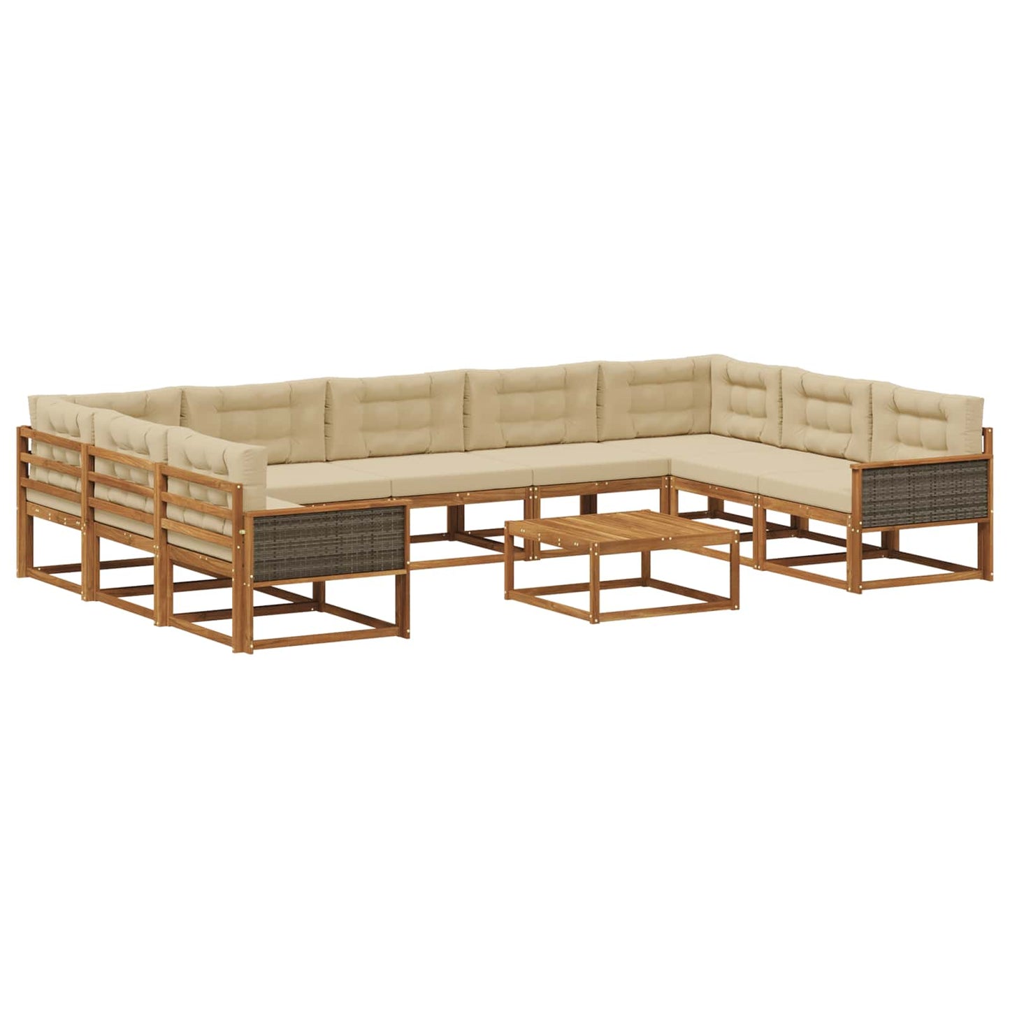 Outdoor-Sofagarnitur mit Kissen 10 pcs Natur und Beige