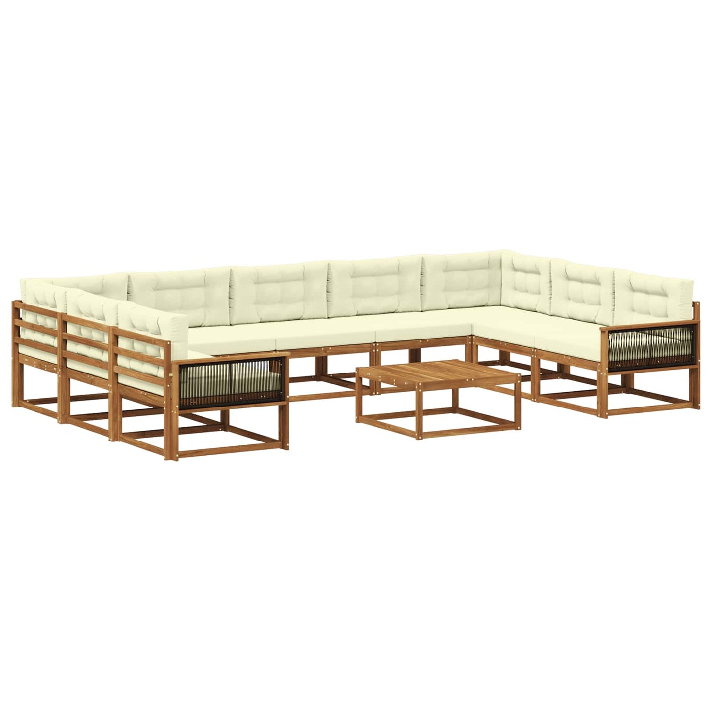 Outdoor-Sofagarnitur mit Kissen 10 pcs Natur und Creme
