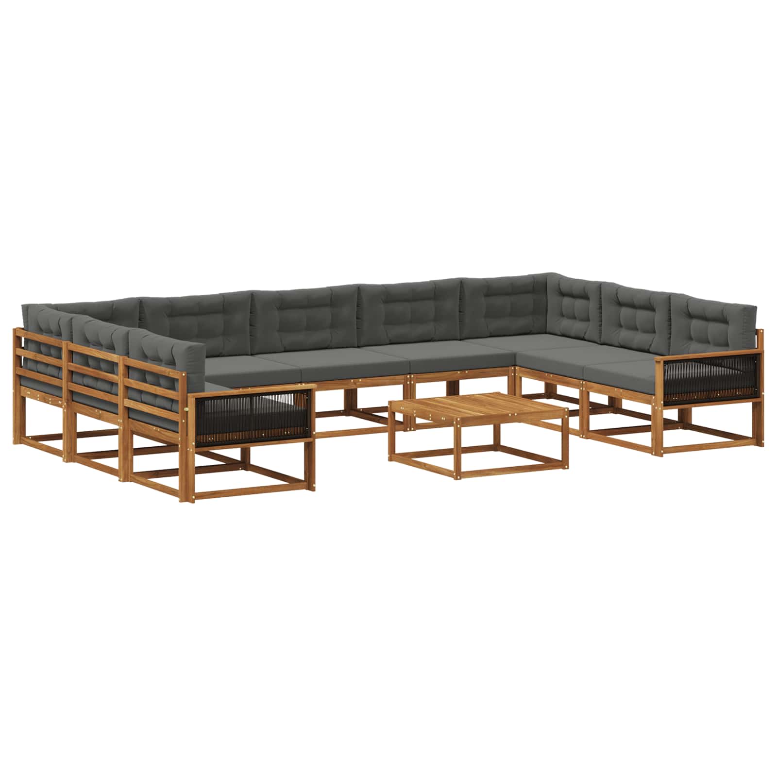 Outdoor-Sofagarnitur mit Kissen 10 pcs Natur und Anthrazit