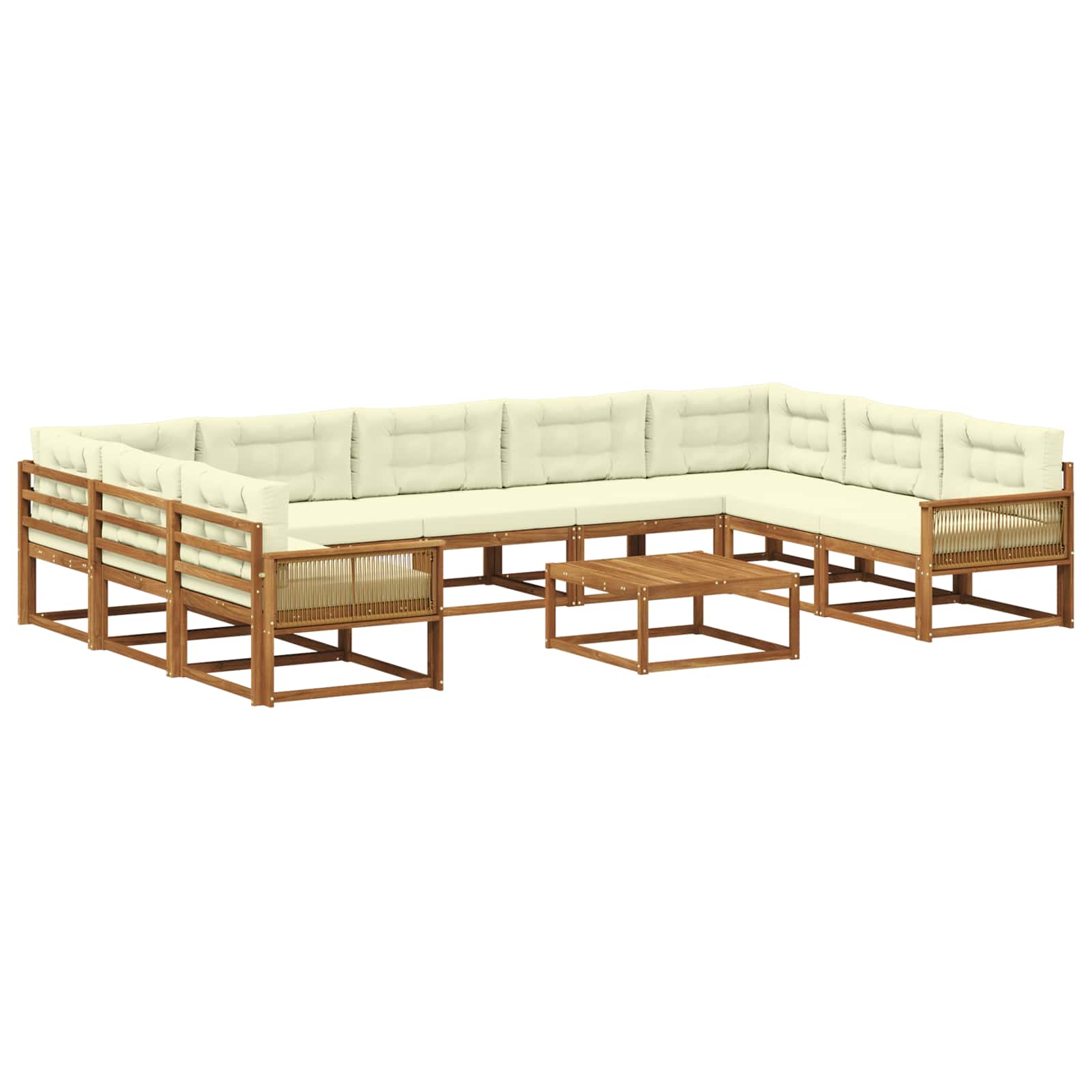 Outdoor-Sofagarnitur mit Kissen 10 pcs Natur und Creme