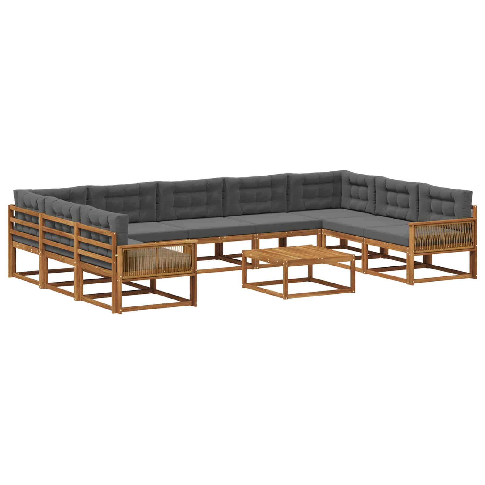 Outdoor-Sofagarnitur mit Kissen 10 pcs Natur und Anthrazit