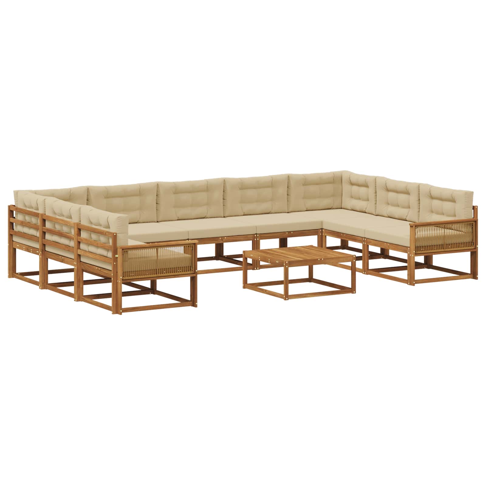Outdoor-Sofagarnitur mit Kissen 10 pcs Natur und Beige