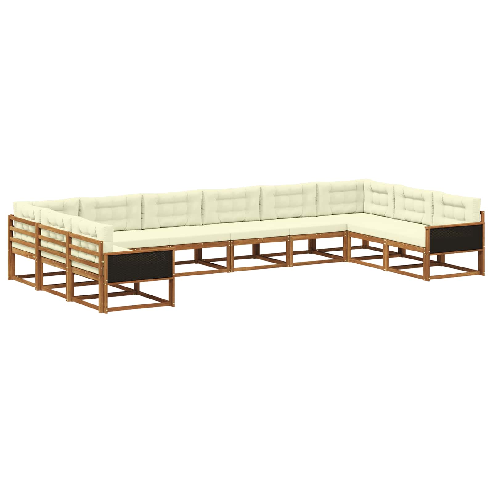 Outdoor-Sofagarnitur mit Kissen 10 pcs Natur und Creme