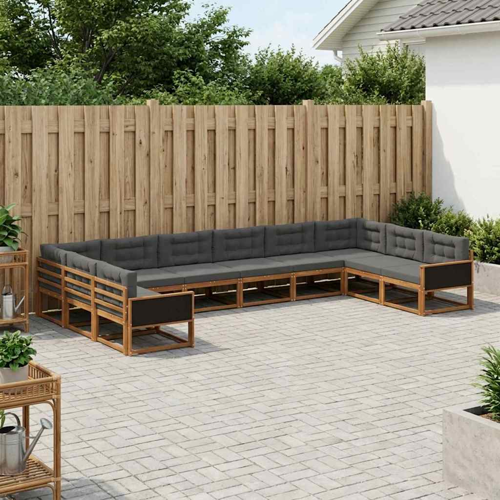 Outdoor-Sofagarnitur 10 stk. Natur und Anthrazit