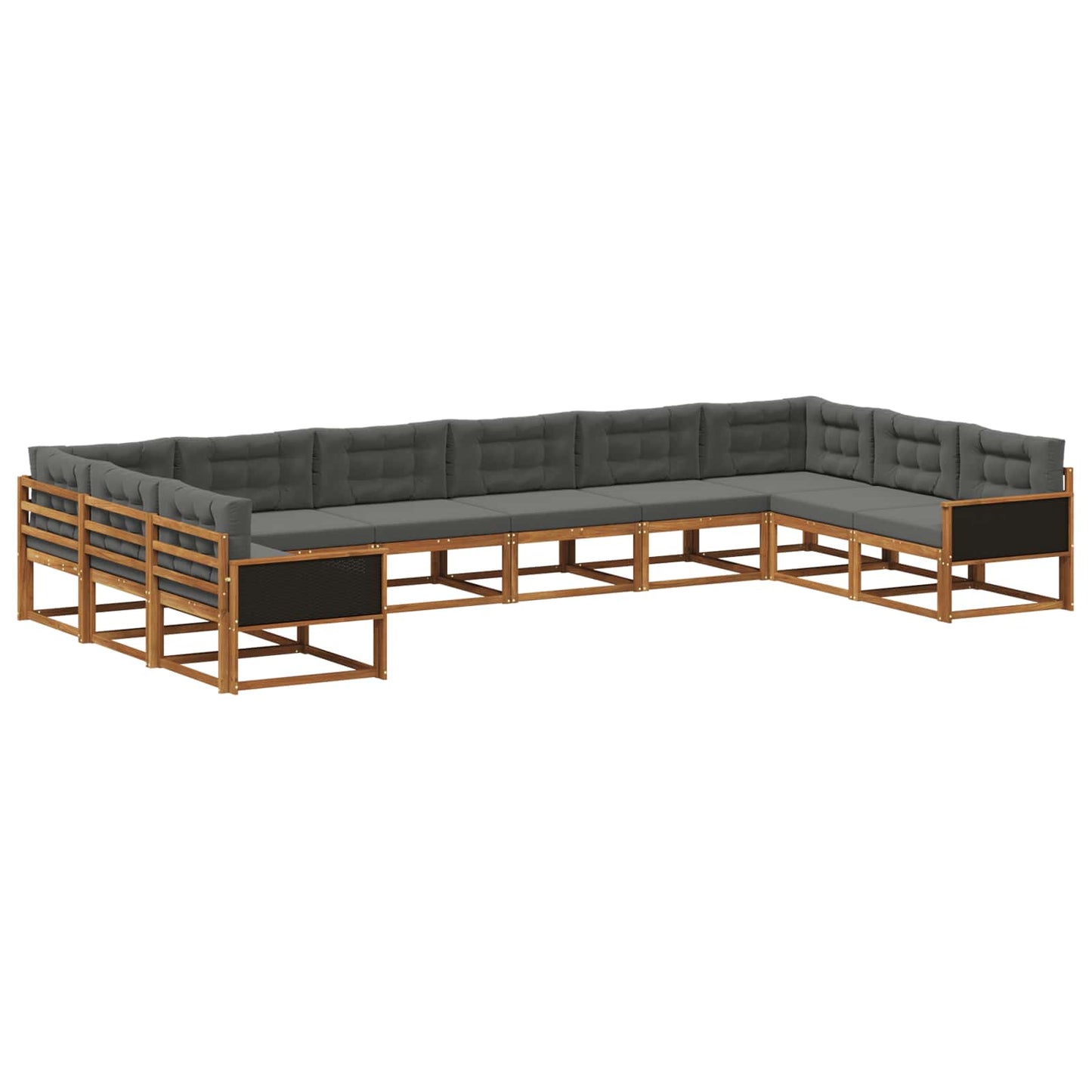 Outdoor-Sofagarnitur 10 stk. Natur und Anthrazit