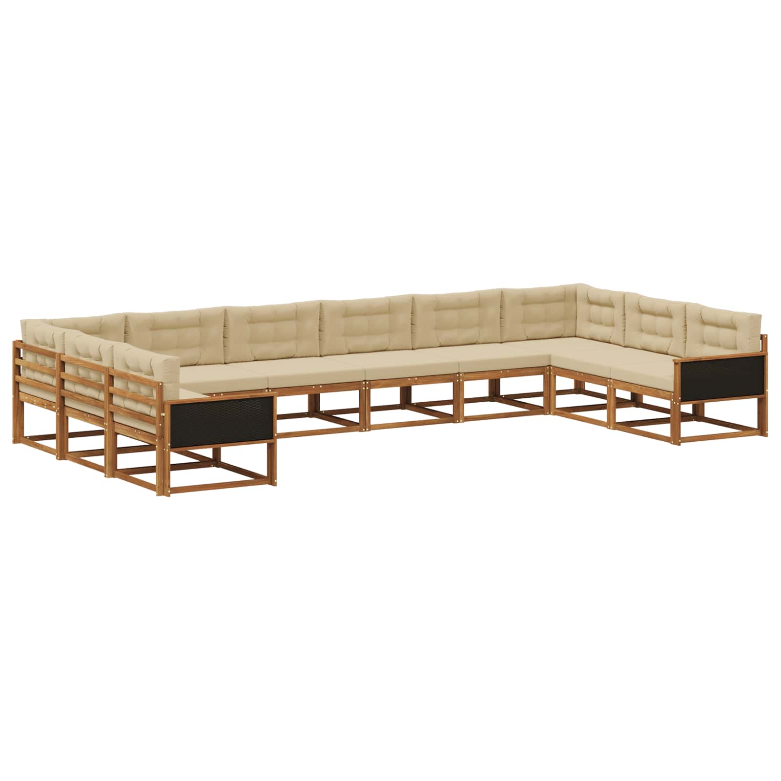 Outdoor-Sofagarnitur mit Kissen 10 pcs Natur und Beige