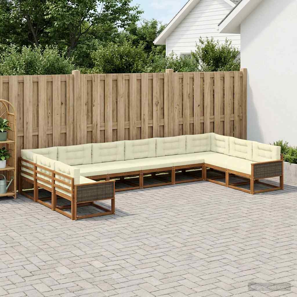 Outdoor-Sofagarnitur 10 stk. Natur und Creme