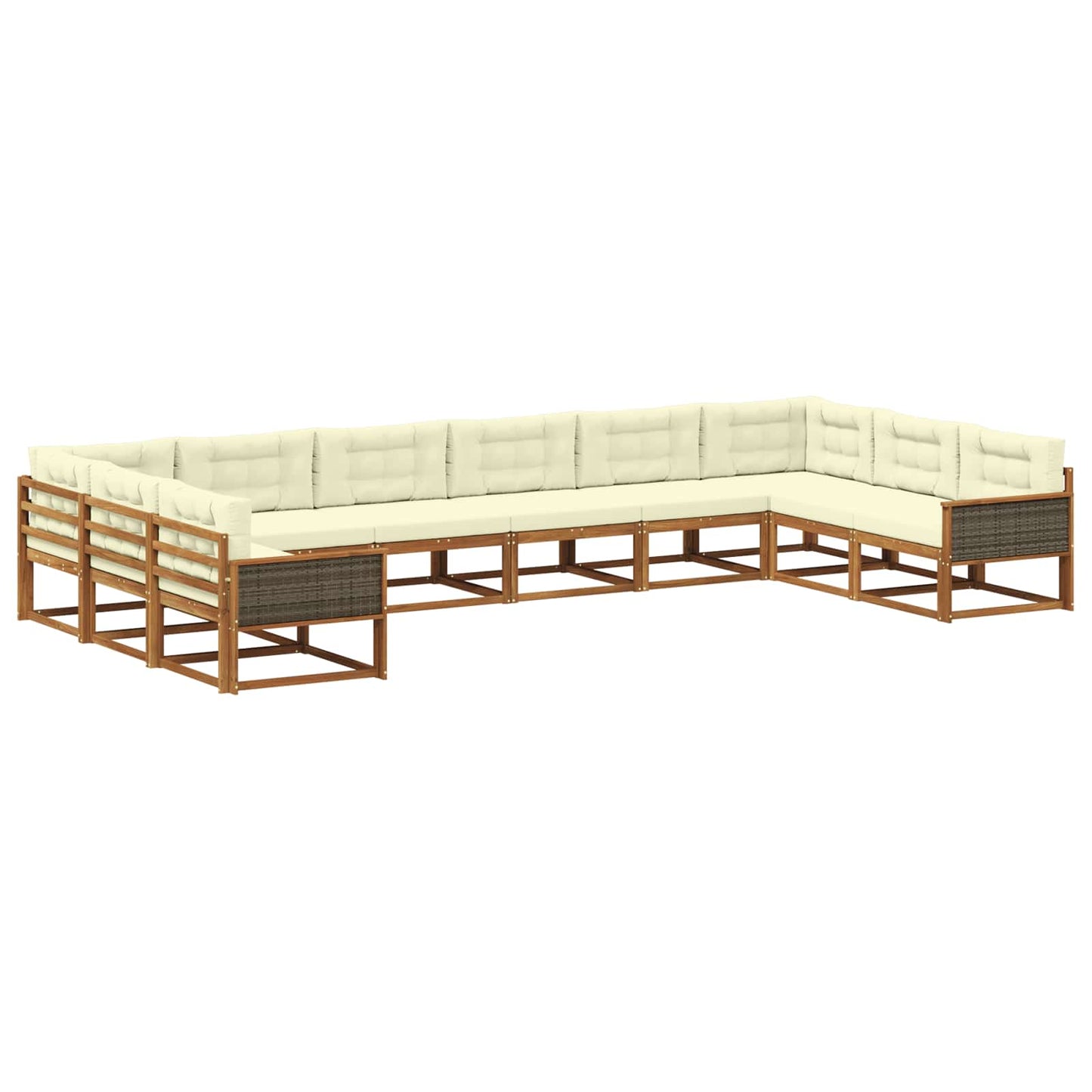 Outdoor-Sofagarnitur 10 stk. Natur und Creme