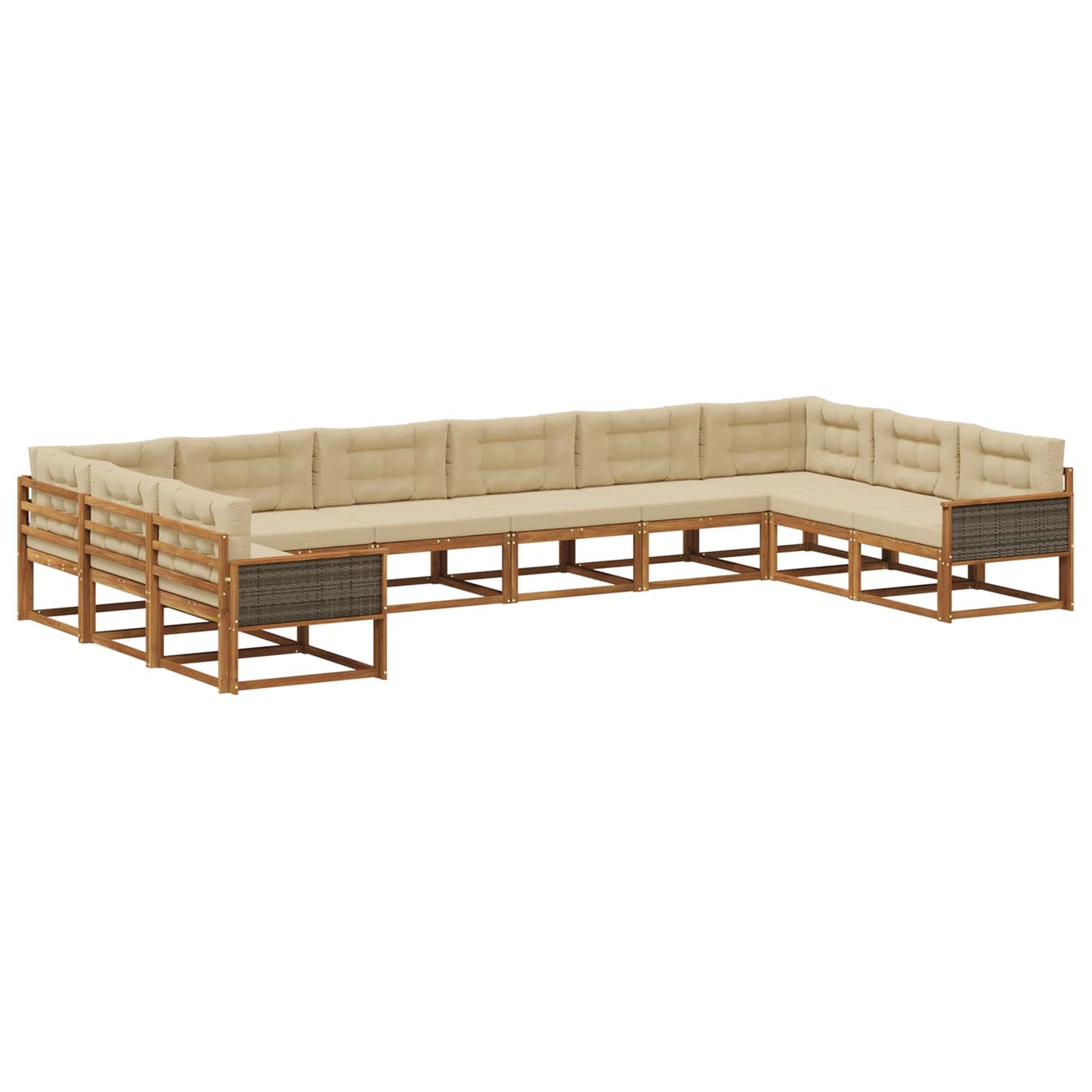 Outdoor-Sofagarnitur mit Kissen 10 pcs Natur und Beige