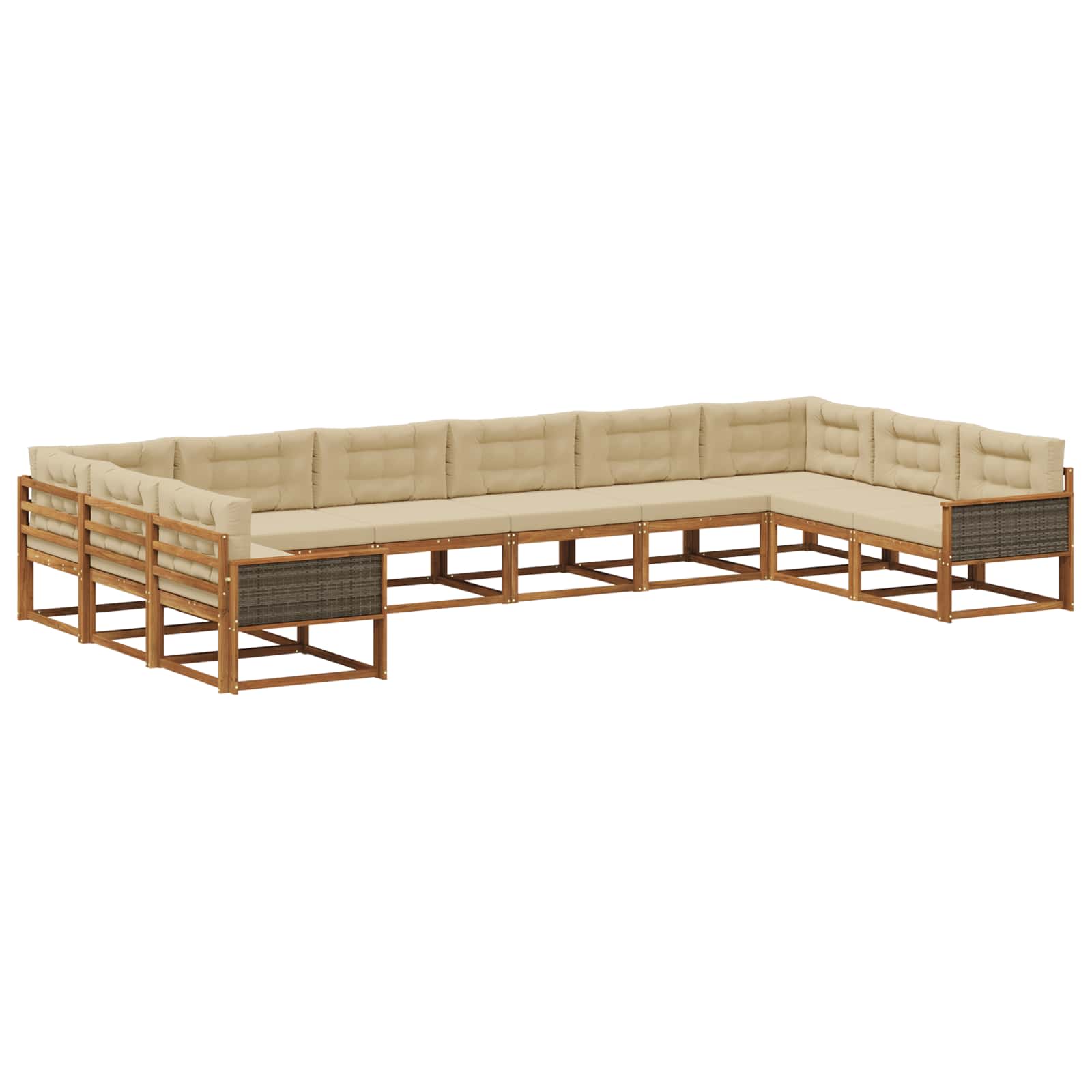 Outdoor-Sofagarnitur mit Kissen 10 pcs Natur und Beige