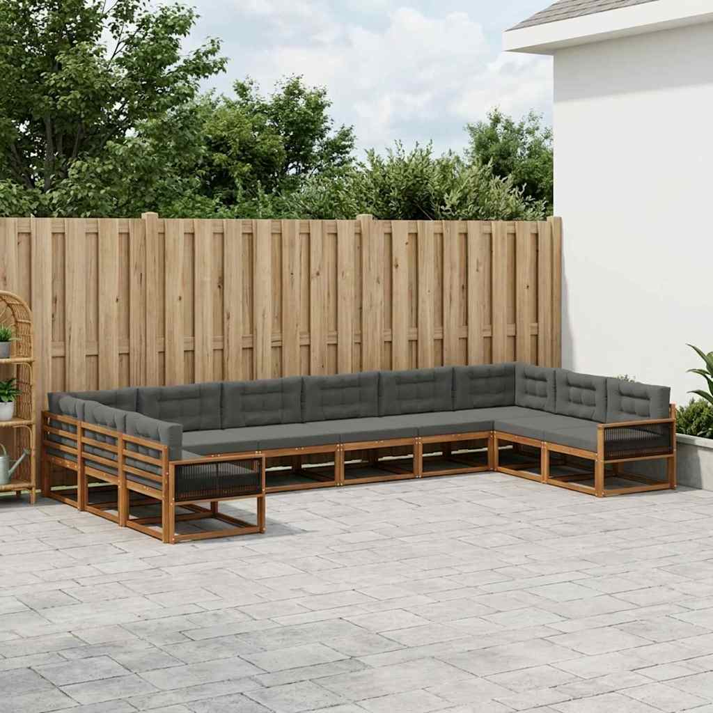 Outdoor-Sofagarnitur 10 stk. Natur und Anthrazit