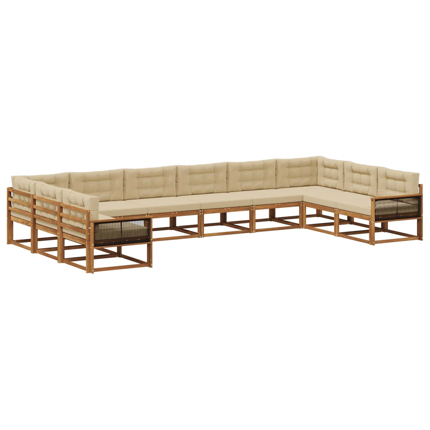 Outdoor-Sofagarnitur mit Kissen 10 pcs Natur und Beige