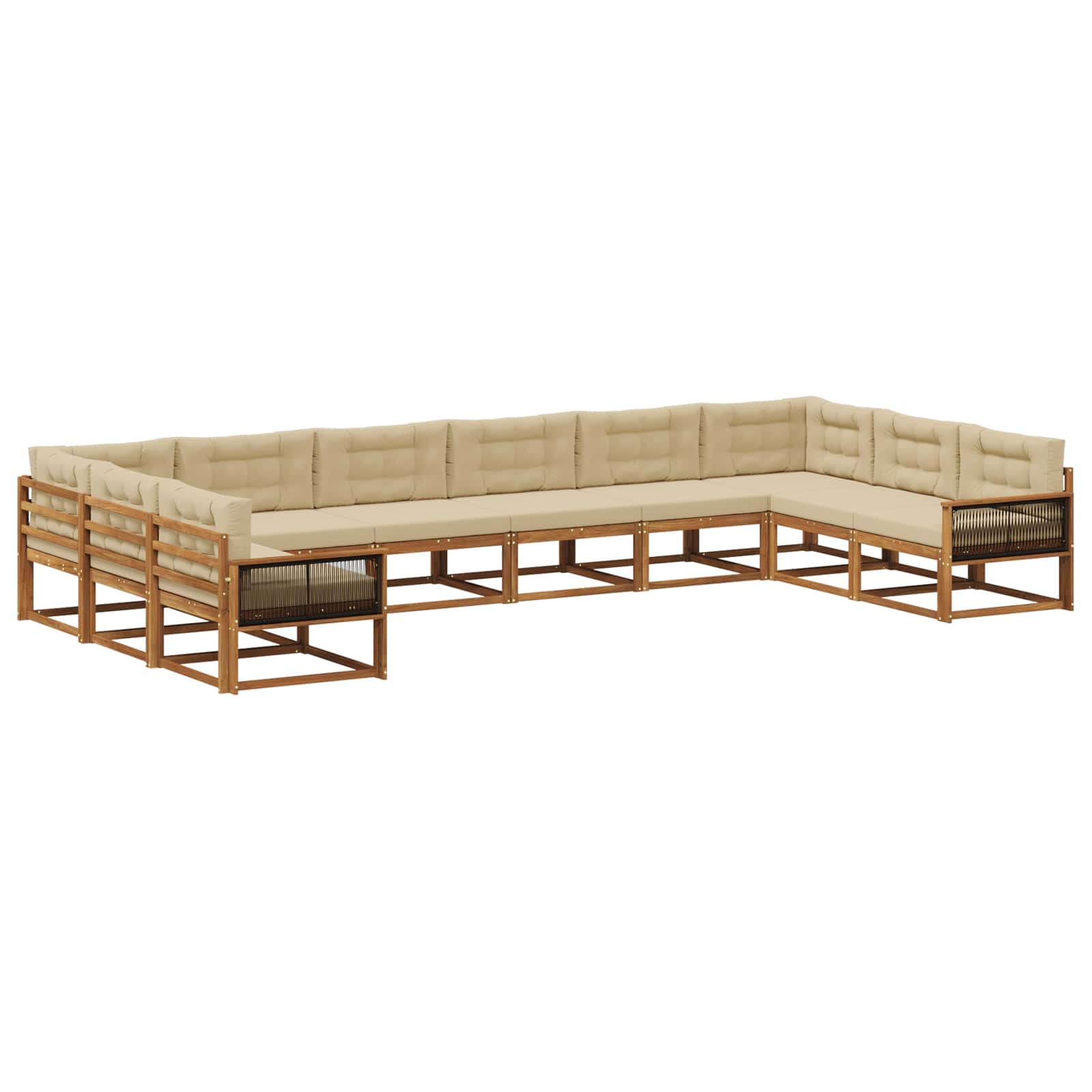 Outdoor-Sofagarnitur mit Kissen 10 pcs Natur und Beige