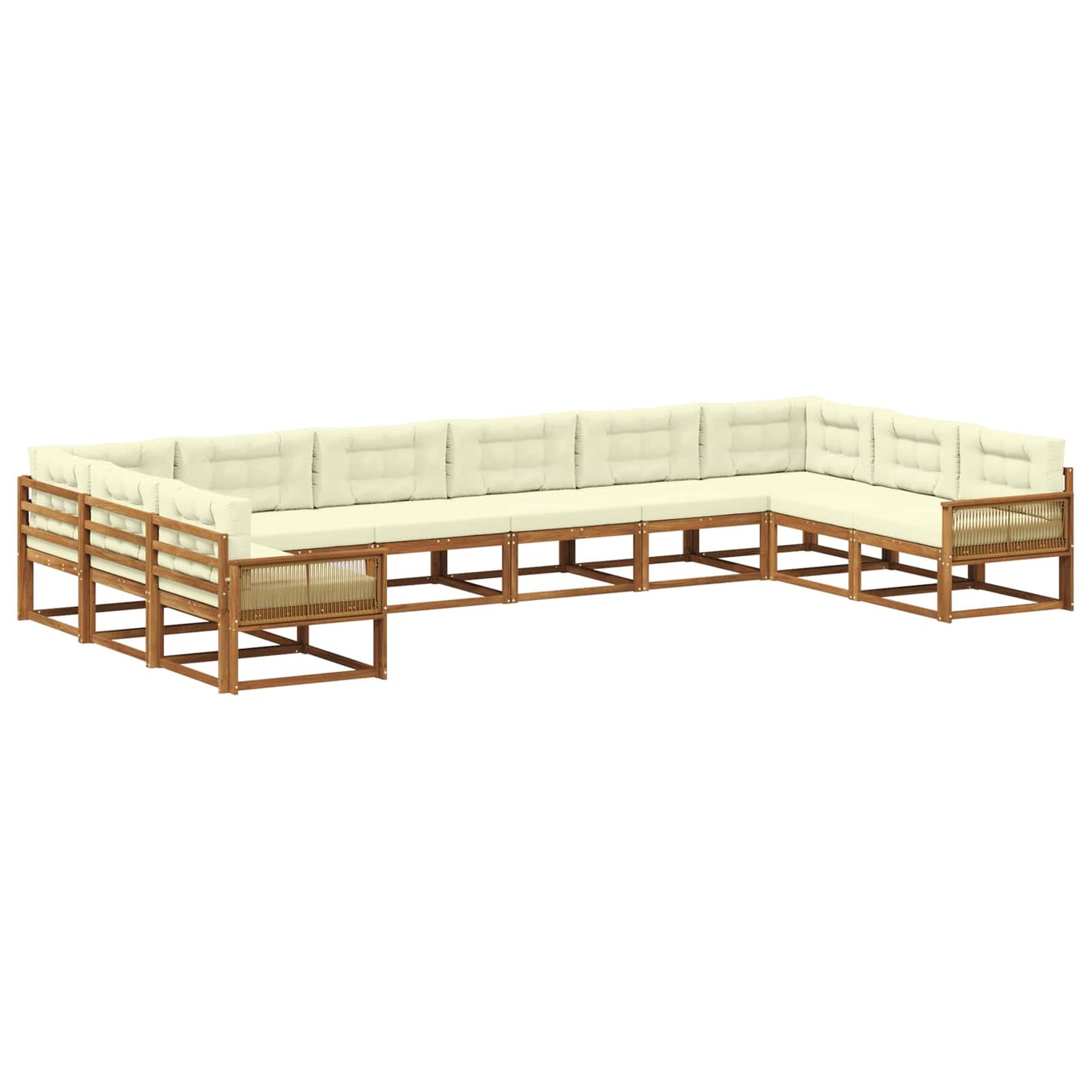 Outdoor-Sofagarnitur mit Kissen 10 pcs Natur und Creme