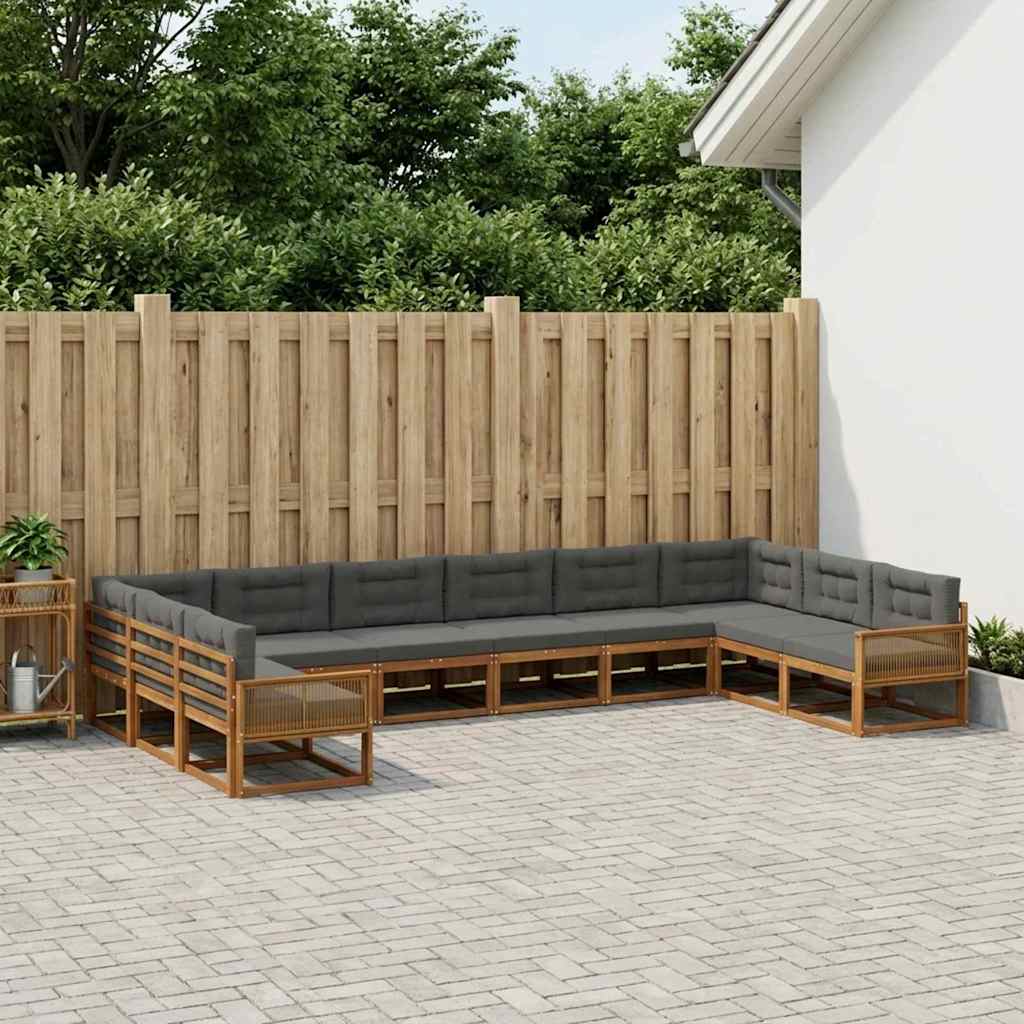 Outdoor-Sofagarnitur 10 stk. Natur und Anthrazit