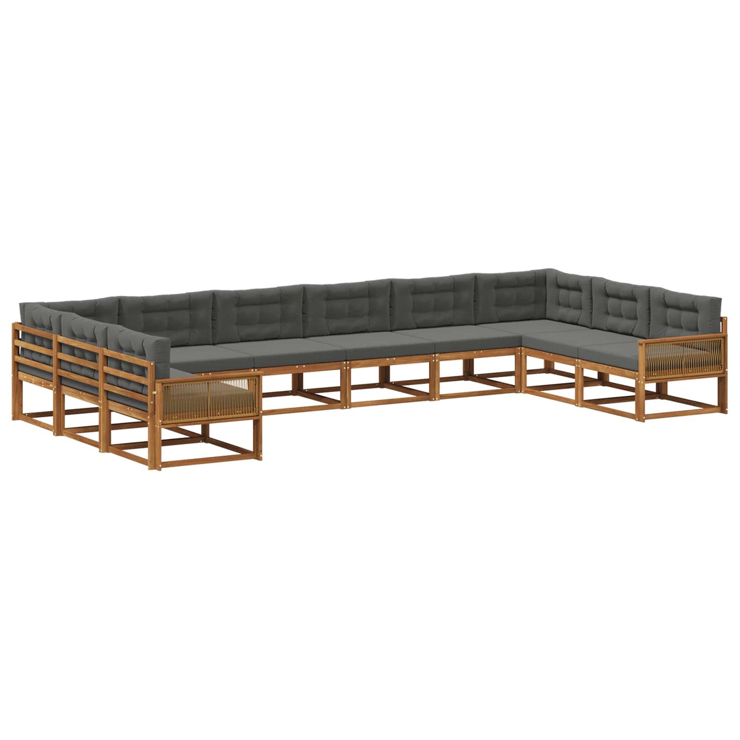 Outdoor-Sofagarnitur 10 stk. Natur und Anthrazit