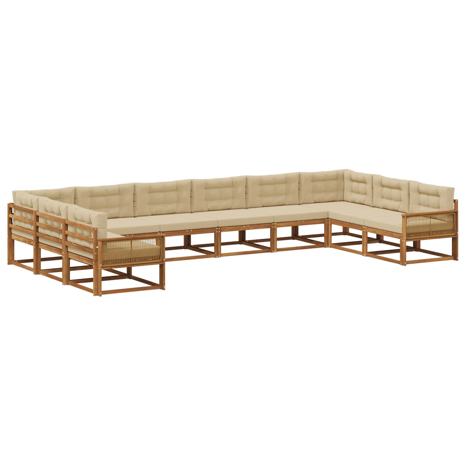 Outdoor-Sofagarnitur mit Kissen 10 pcs Natur und Beige