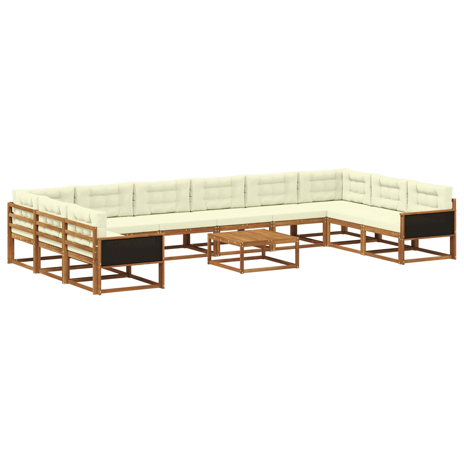 Outdoor-Sofagarnitur mit Kissen 11 pcs Natur und Creme