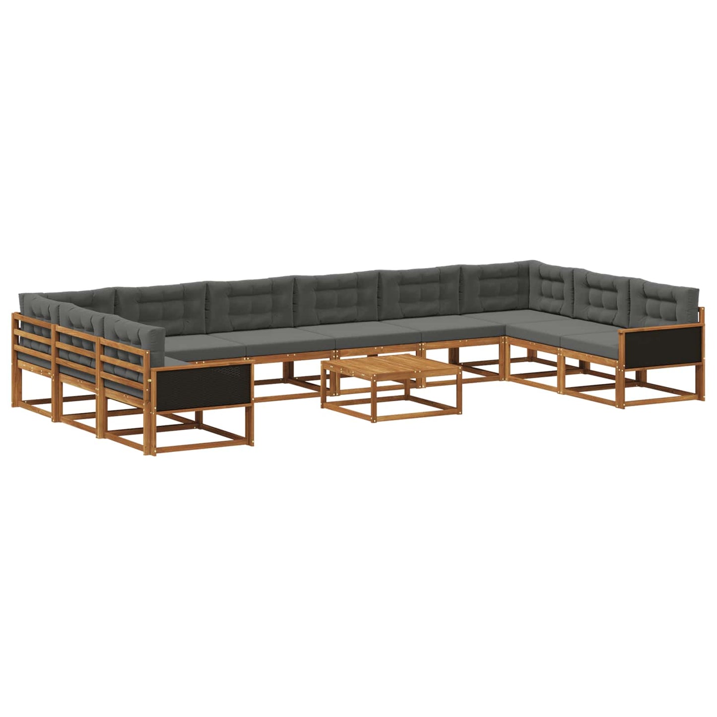Outdoor-Sofagarnitur mit Kissen 11 pcs Natur und Anthrazit