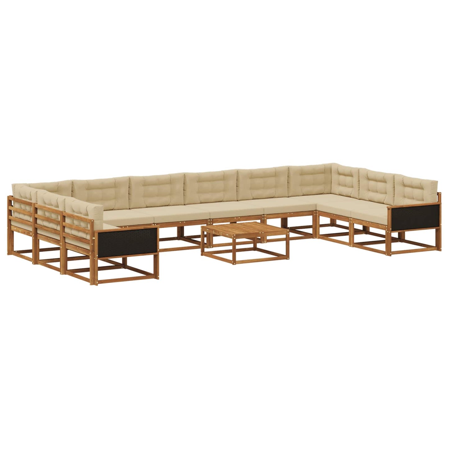 Outdoor-Sofagarnitur mit Kissen 11 pcs Natur und Beige
