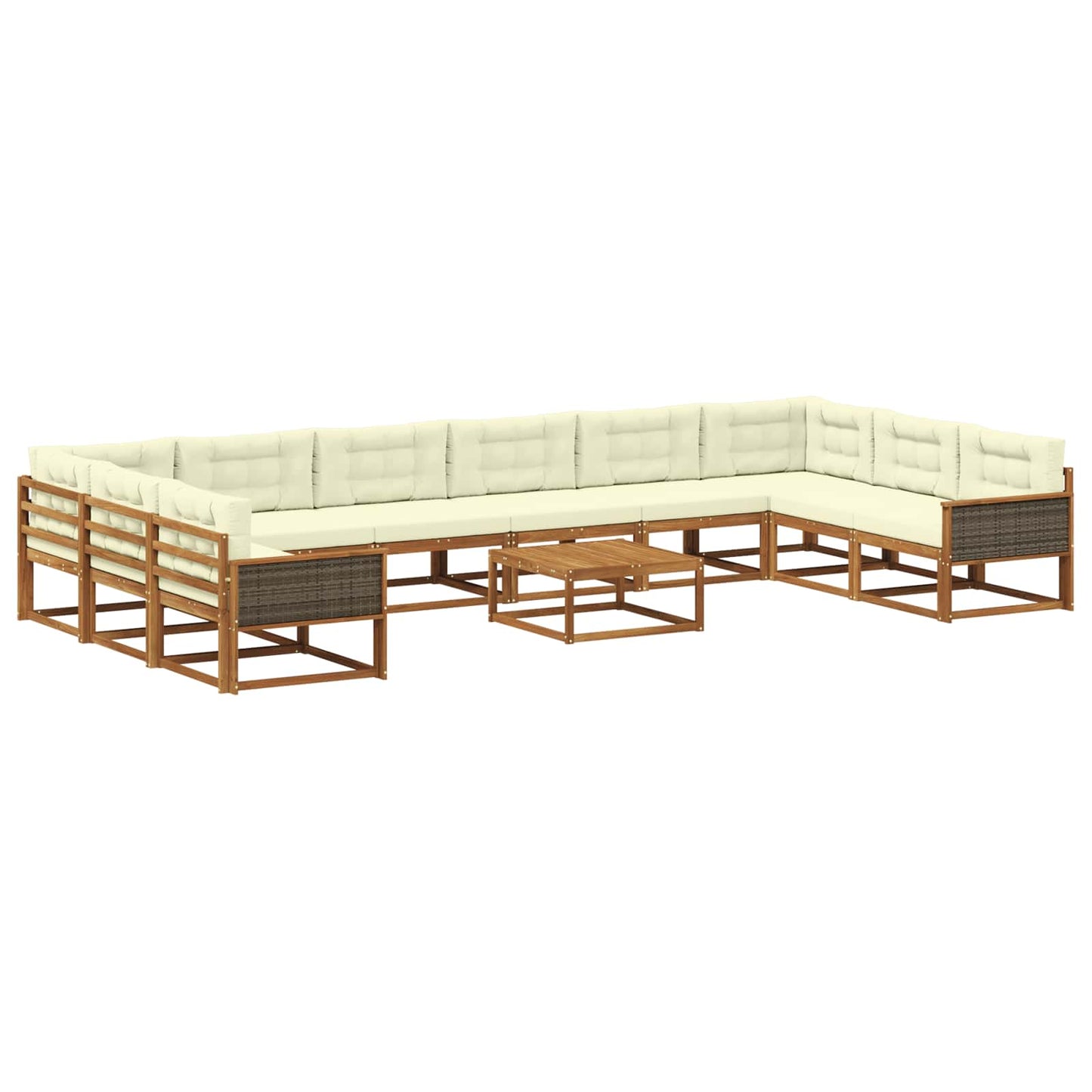 Outdoor-Sofagarnitur mit Kissen 11 pcs Natur und Creme
