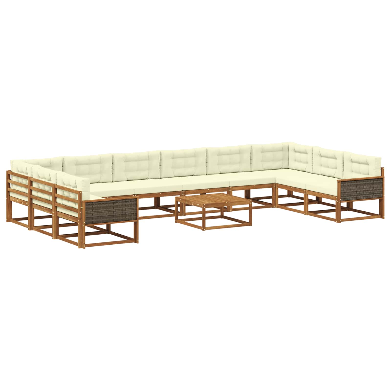 Outdoor-Sofagarnitur mit Kissen 11 pcs Natur und Creme