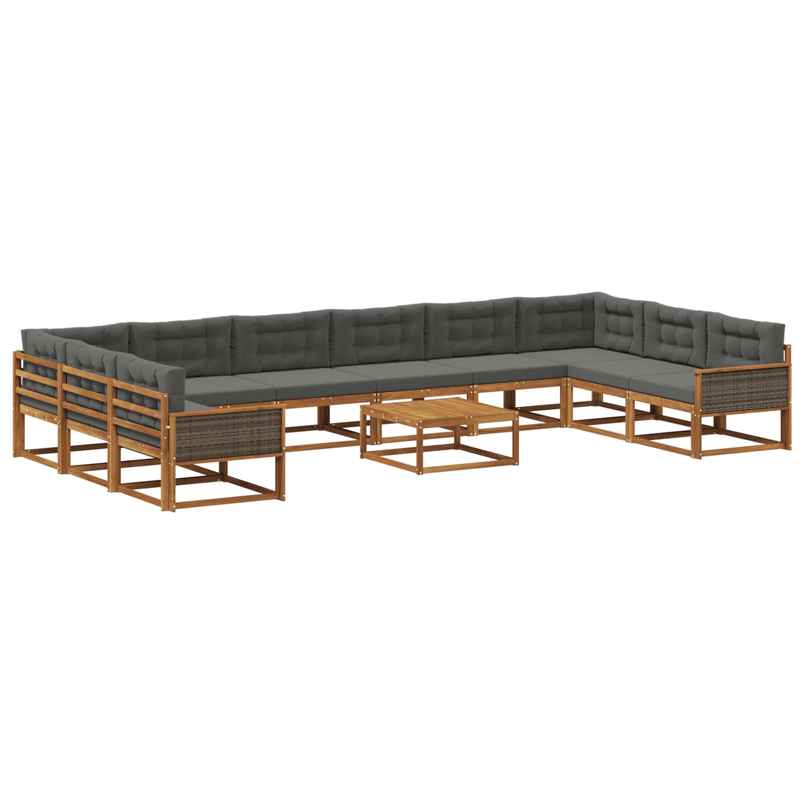 Outdoor-Sofagarnitur mit Kissen 11 pcs Natur und Anthrazit