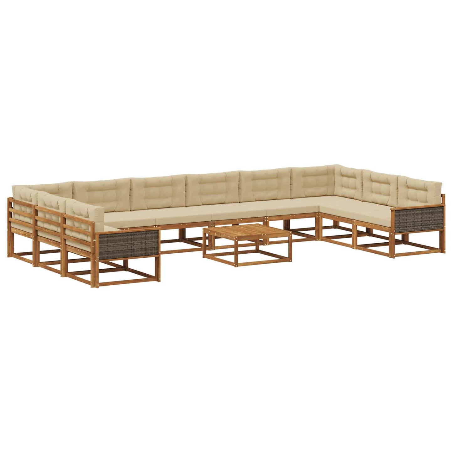 Outdoor-Sofagarnitur mit Kissen 11 pcs Natur und Beige
